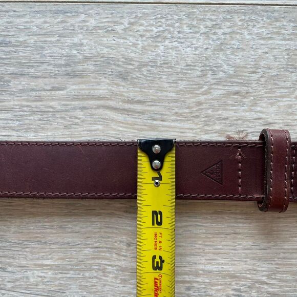 Guess Women's Medium Chocolate Brown & Gold Leather Belt Vintage 90's Equestrian - Picture 5 of 7